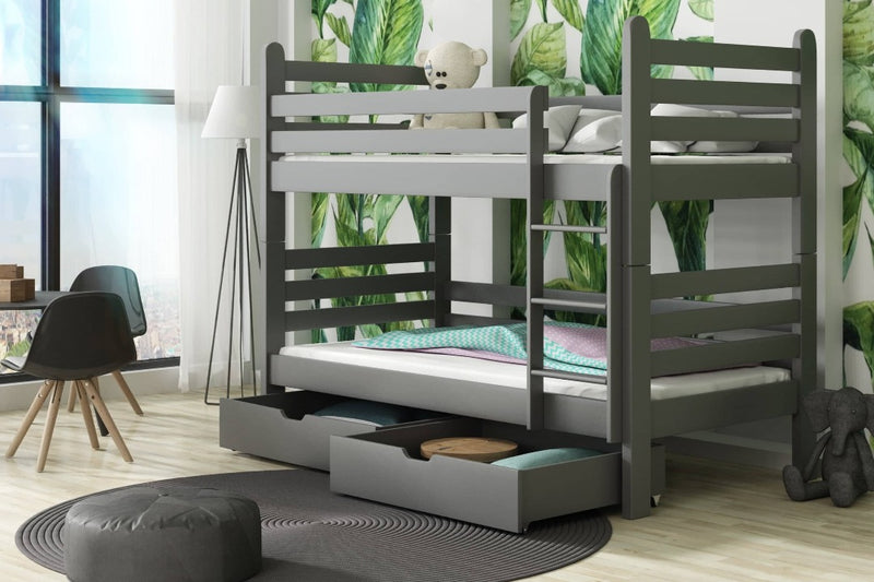 Wooden Bunk Bed Patryk with Storage [Graphite] - Product Arrangement 