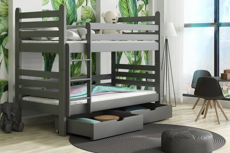 Wooden Bunk Bed Patryk with Storage [Graphite] - Product Arrangement 