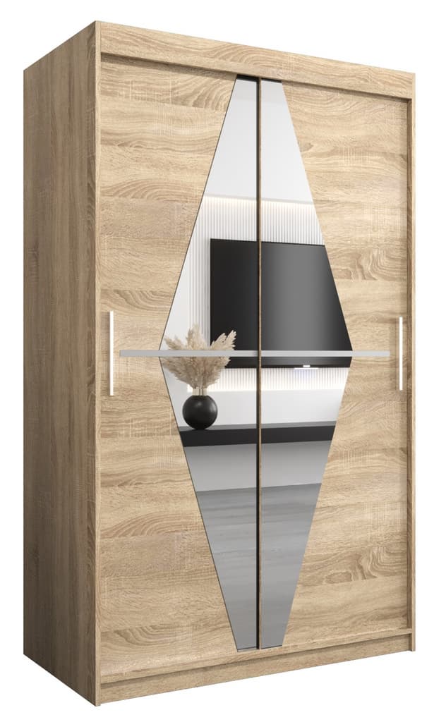 Boliwia Sliding Door Wardrobe 120cm [Oak] - White Background 2