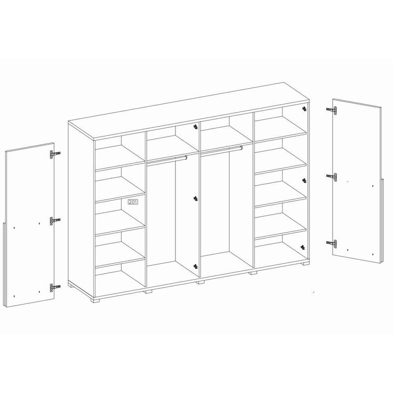 Bafra Hinged Door Wardrobe 200cm [Oak] - Interior Image