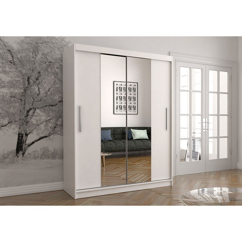 Vista 01 Sliding Mirror Door Wardrobe 150cm [White] - Lifestyle Image 