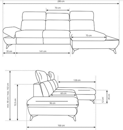 Corner Sofa Bed Titan - Dimensions Image