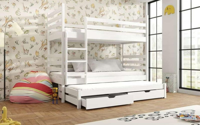 Tomi Bunk Bed with Trundle and Storage [White] - Product Arrangement 