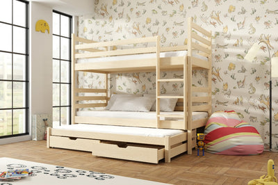 Tomi Bunk Bed with Trundle and Storage [Pine] - Product Arrangement #2
