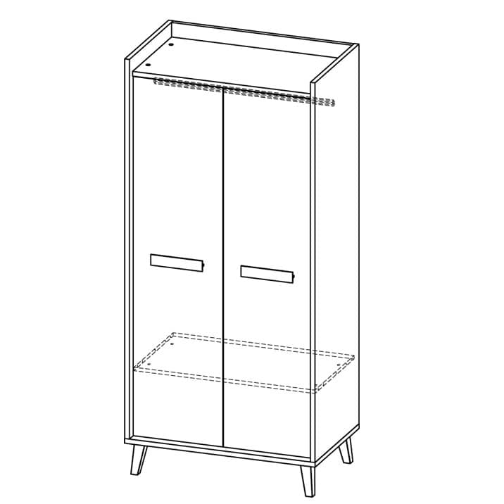 Werso W1 Hinged Wardrobe 90cm [Anthracite] - Technical Drawing Image