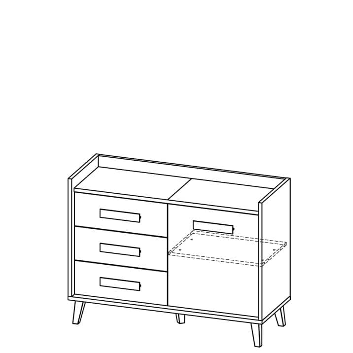 Werso W6 Sideboard Cabinet 120cm [Anthracite] - Technical Drawing Image