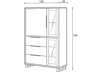Halle 12 Tall Display Cabinet 120cm