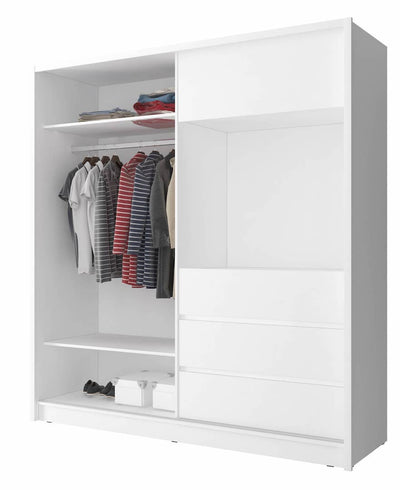 TV Sliding Door Wardrobe 204cm [White] - Interior Layout