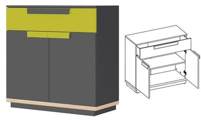 Wow 06 Sideboard Cabinet 95cm [Graphite] - Interior Layout
