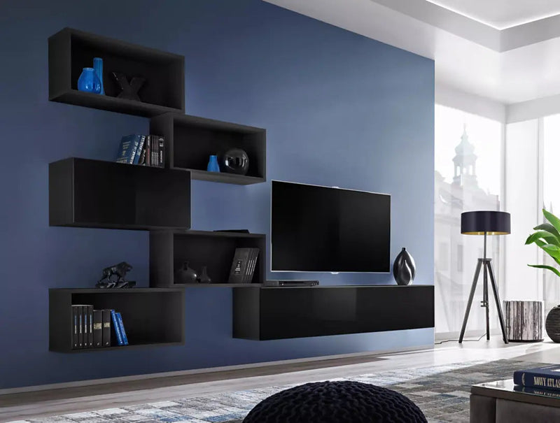 Blox 23 Wall Hung Cabinet 140cm [Black] - Lifestyle Image